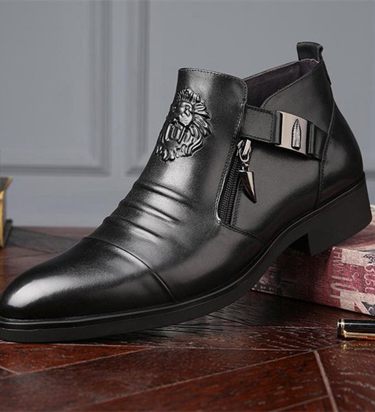 Men's Dress Shoes Walking Casual Daily Genuine Leather Comfort Boots