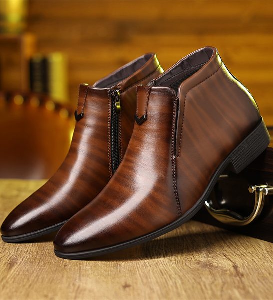 Men's genuine leather zipper comfortable casual business leather shoes