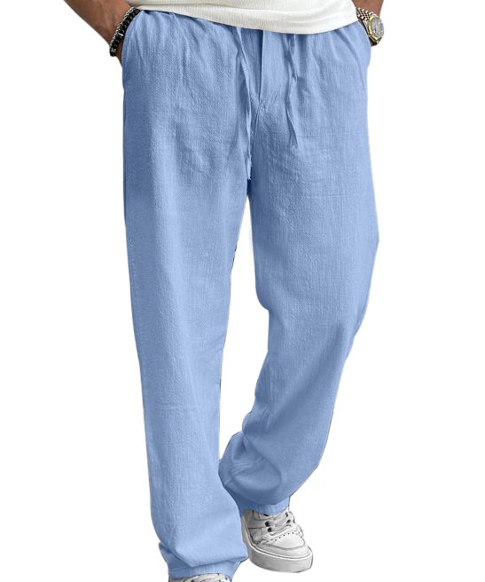 Men's Casual And Comfortable Hawaiian Solid Color Loose Trousers