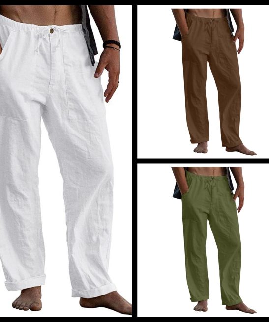 Men's Loose Casual Cotton and Linen Trousers