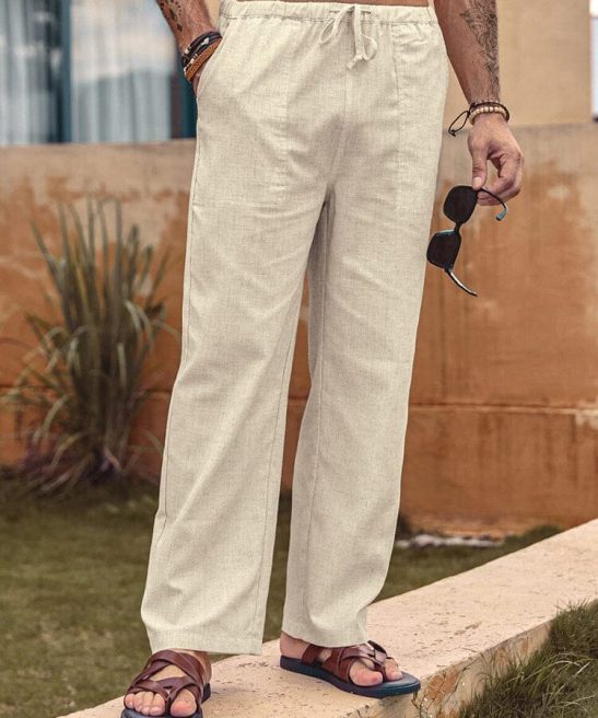 Linen Style Elastic Waist Yoga Pants