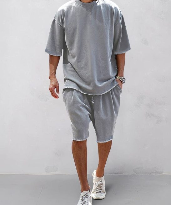 Casual Loose Fit Solid Sports Sets