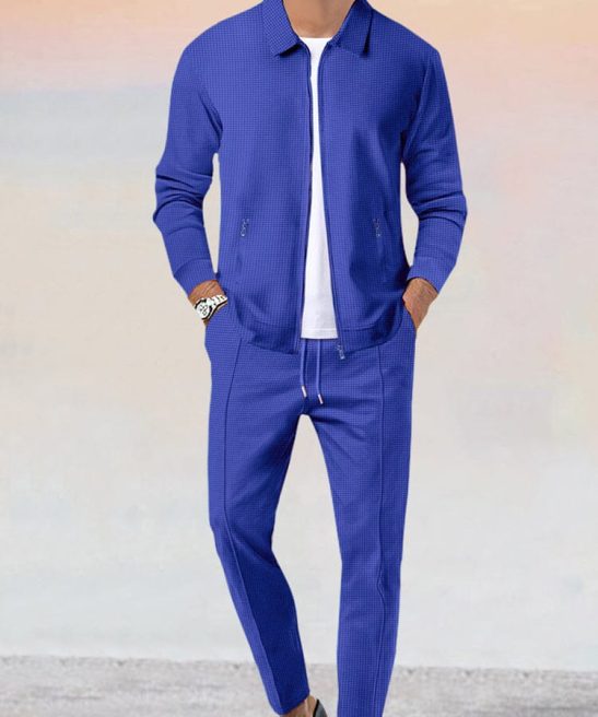 Casual Soft Waffle Jacket Set