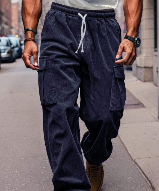Corduroy Straight Leg Cargo Pants