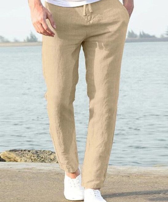 Casual Loose Solid Color Lacing Elastic Waist Pants