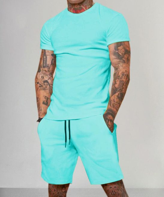 Solid Color Short Sleeve Casual Set