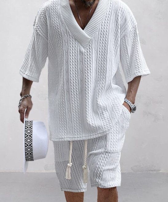 Casual Cable Knit T-shirt Set