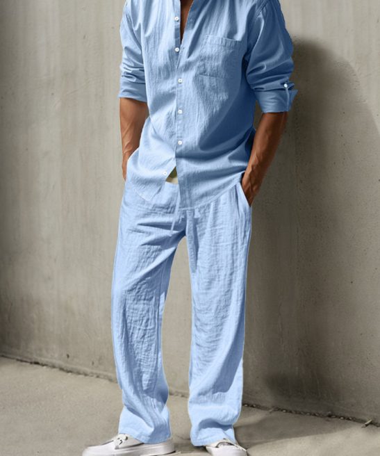 Casual Simple 100% Cotton Shirt Set