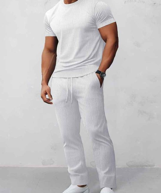 Athleisure Jacquard T-Shirt Pants Set
